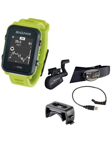 KIT RELOJ GPS SIGMA ID.TRI MENTA NEON