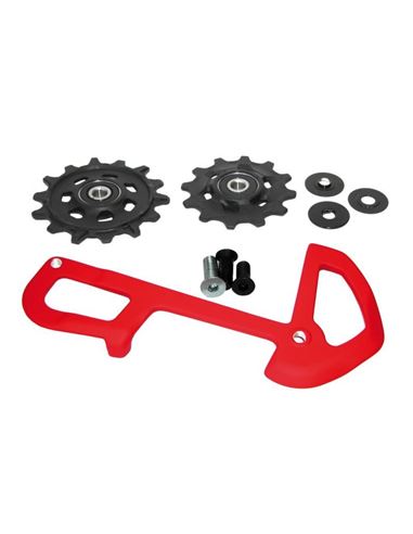 JUEGO DE RULETAS X-SYNC+JAULA SRAM PARA CAMBIO X01 12V.ROJO