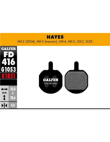 PASTILLAS FRENO GALFER DISCO STANDARD BRAKE PAD HAYES MX2...